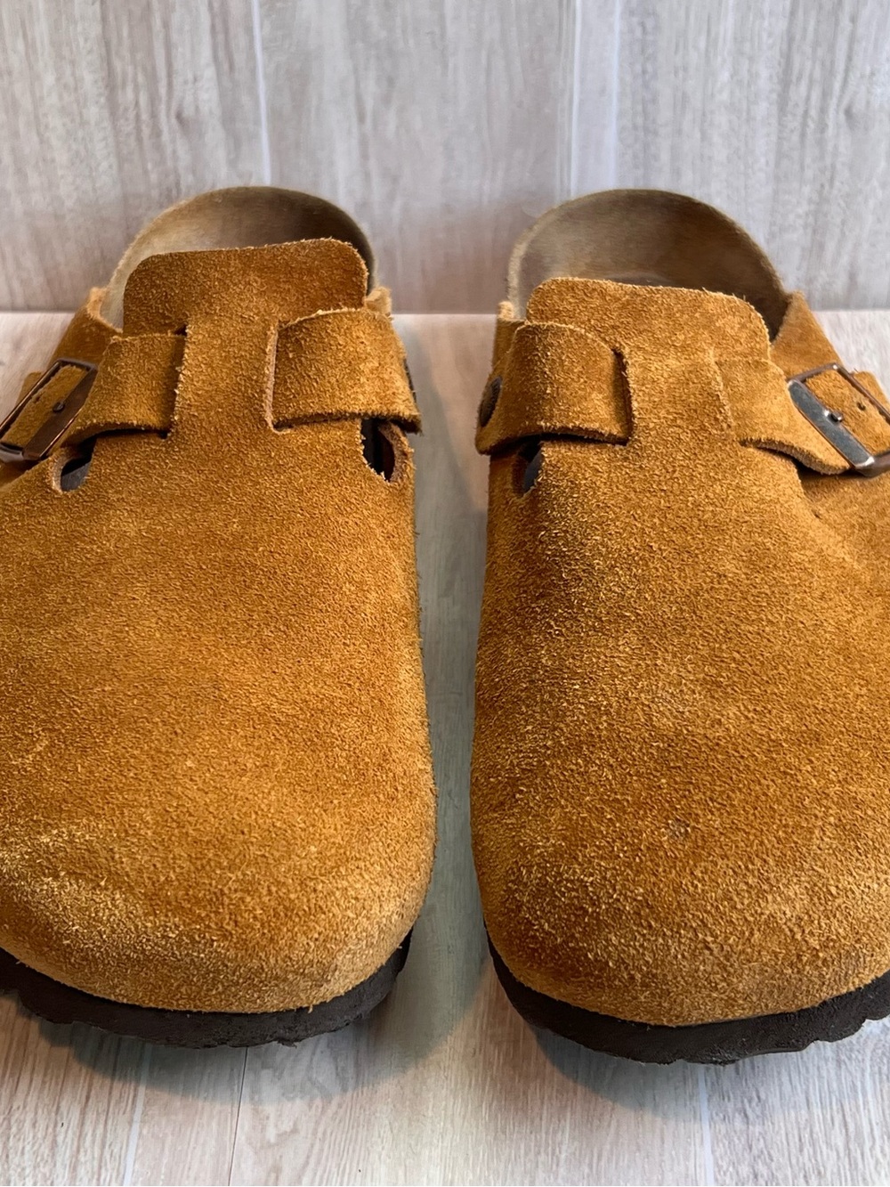Birkenstock Women's Suede Slip-On Clog in Cognac - Picture 3 of 14